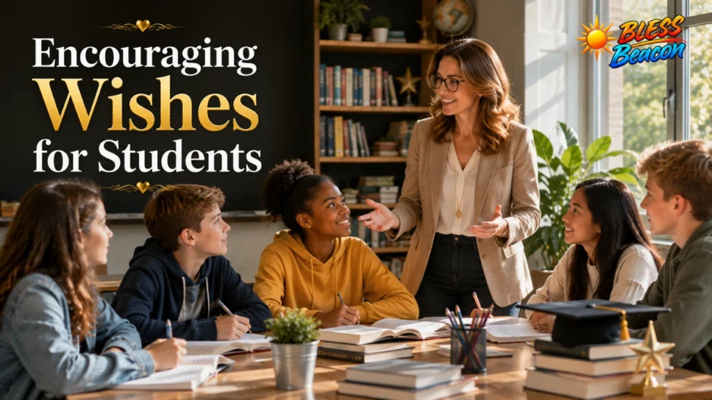 Teacher encouraging students in a classroom