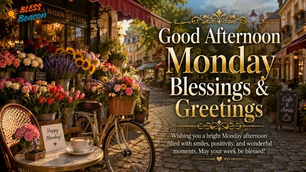 Monday afternoon blessings and greetings with a colorful flower market and café.