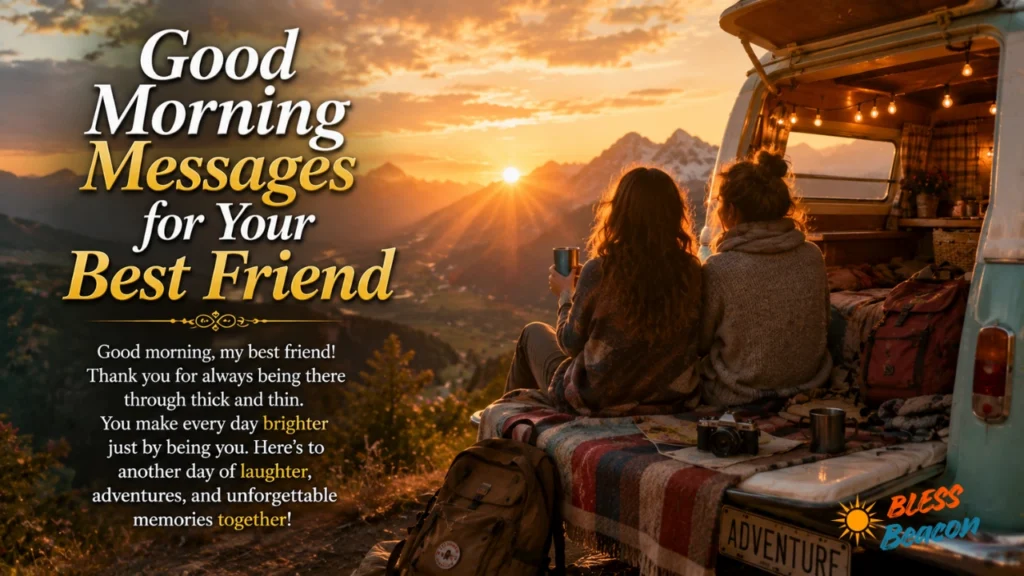Best friends watching a sunrise from a scenic mountain overlook.