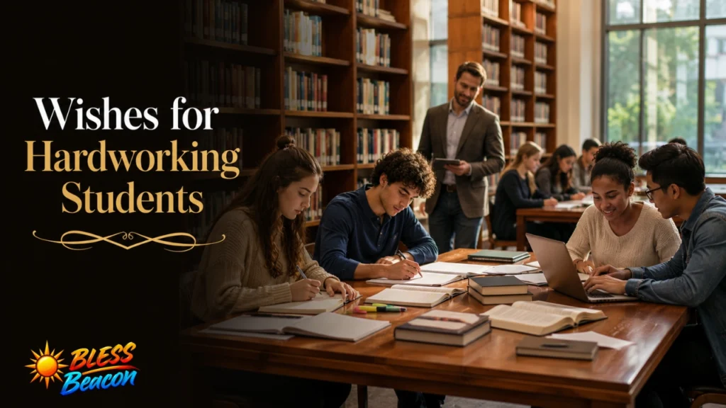 Hardworking students studying together in a school library