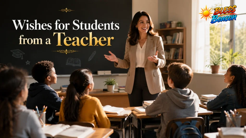 Wishes for students from a teacher in a classroom