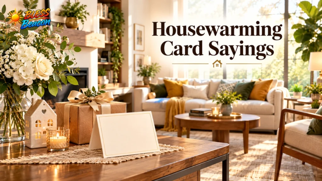Housewarming card sayings with a new home